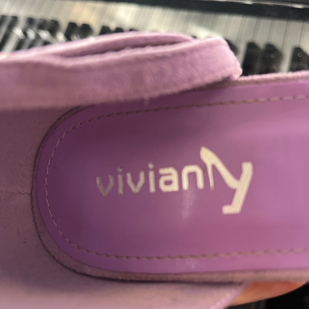 Vivian NY Lavender Platform Heels Rhinestone Bow 4.5” - Picture 5 of 8